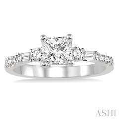 ASHI Princess Shape Semi-Mount Diamond Engagement Ring 15624PPFVWG-SM