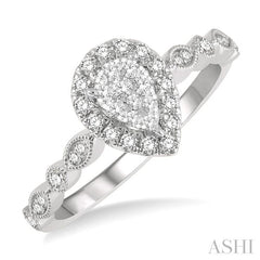 ASHI Pear Shape Halo Lovebright Diamond Engagement Ring 156F5PPFGWG