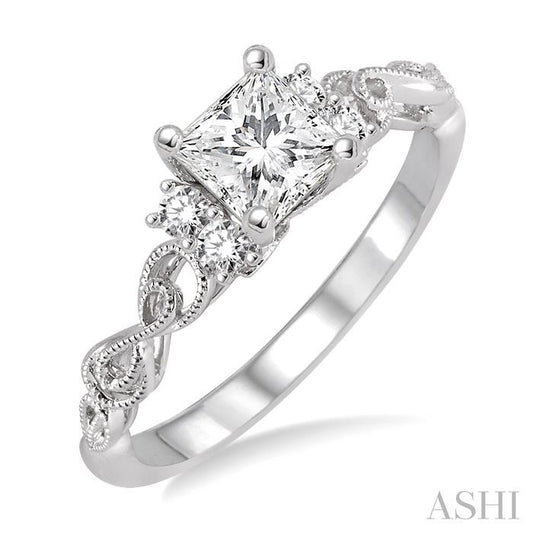 ASHI Princess Shape Diamond Engagement Ring 15723PPFHWG-LE