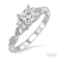 ASHI Princess Shape Diamond Engagement Ring 15723PPFHWG-LE