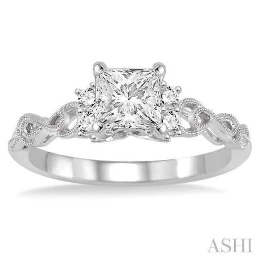 ASHI Princess Shape Diamond Engagement Ring 15723PPFHWG-LE