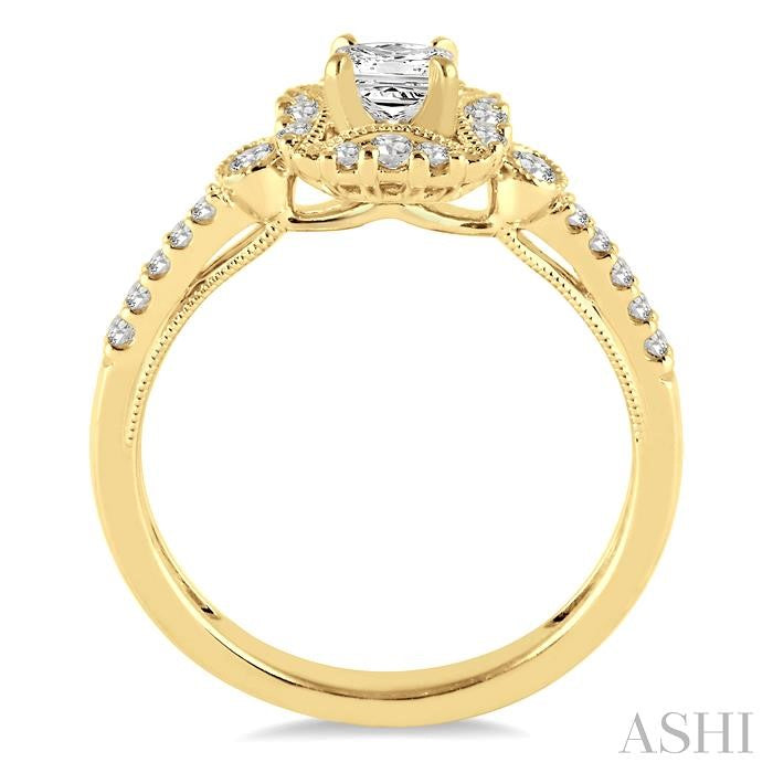 ASHI Princess Shape Semi-Mount Diamond Engagement Ring 15786PPFHYG-SM