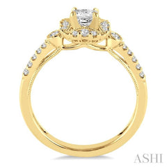 ASHI Princess Shape Semi-Mount Diamond Engagement Ring 15786PPFHYG-SM