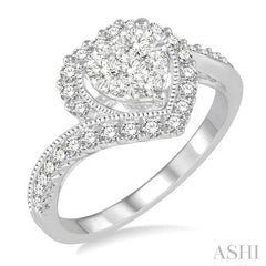 ASHI Heart Shape Halo Lovebright Diamond Engagement Ring 158B3PPFVWG