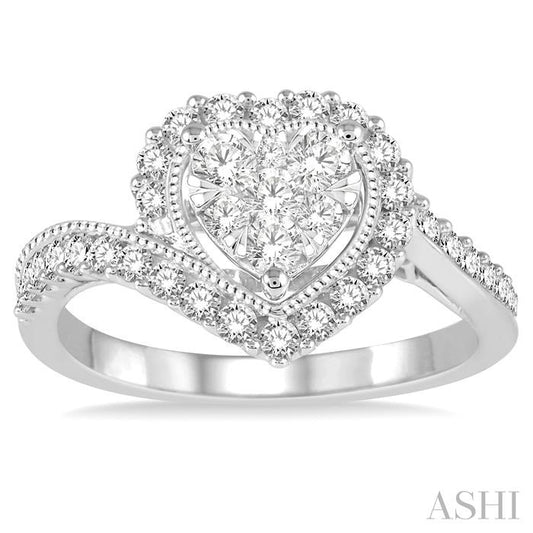 ASHI Heart Shape Halo Lovebright Diamond Engagement Ring 158B3PPFVWG