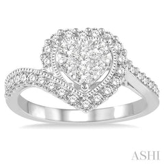 ASHI Heart Shape Halo Lovebright Diamond Engagement Ring 158B3PPFVWG