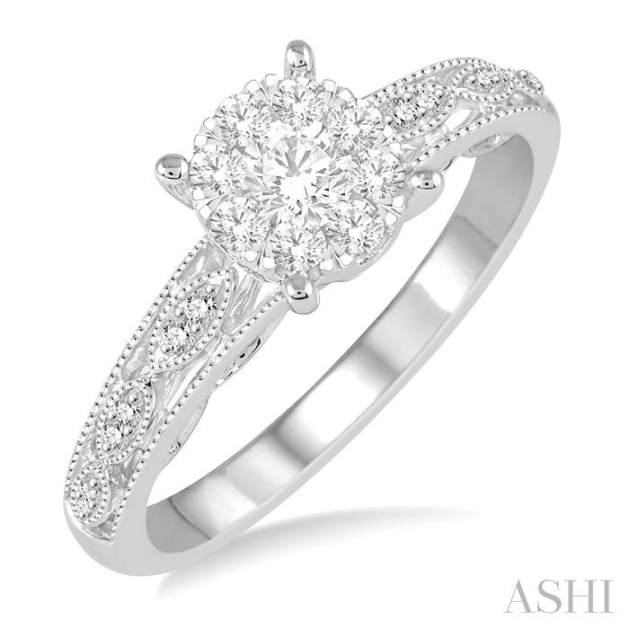 ASHI Round Shape Lovebright Diamond Engagement Ring 158C5PPFGWG-LE