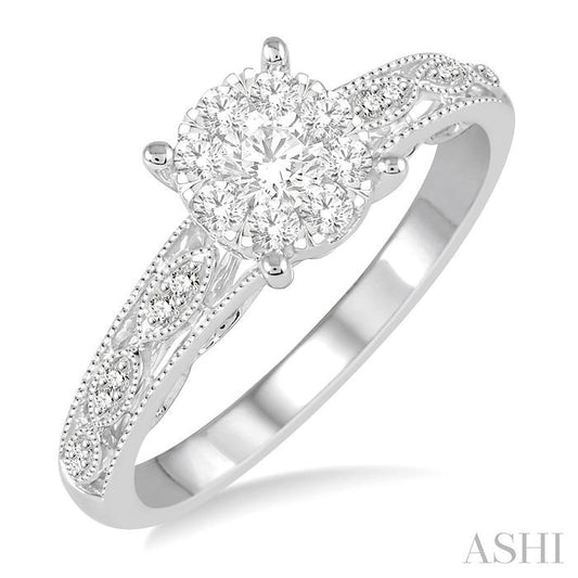 ASHI Round Shape Lovebright Diamond Engagement Ring 158C5PPFGWG-LE