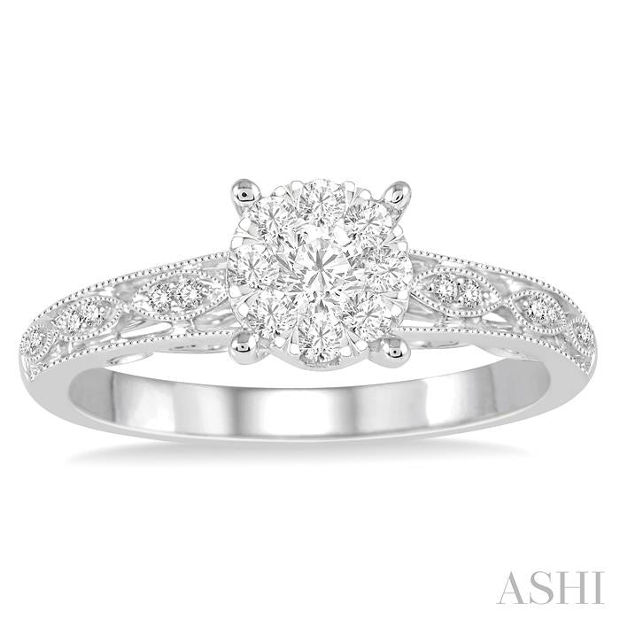 ASHI Round Shape Lovebright Diamond Engagement Ring 158C5PPFGWG-LE