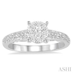 ASHI Round Shape Lovebright Diamond Engagement Ring 158C5PPFGWG-LE