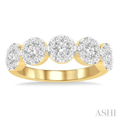 ASHI Round Shape 5 Stone Lovebright Essential Diamond Wedding Band 158D1PPFGYW