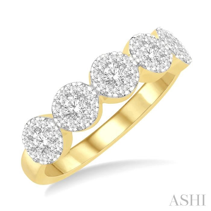 ASHI Round Shape 5 Stone Lovebright Essential Diamond Wedding Band 158D2PPFGYW