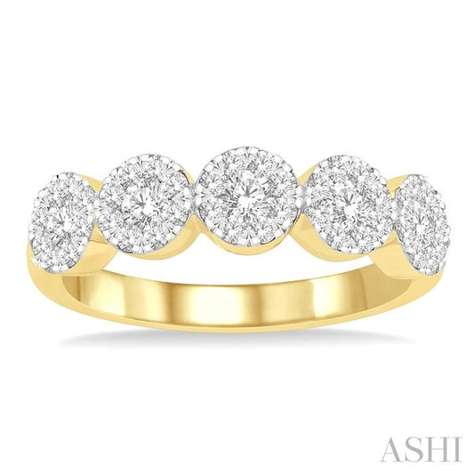 ASHI Round Shape 5 Stone Lovebright Essential Diamond Wedding Band 158D2PPFGYW