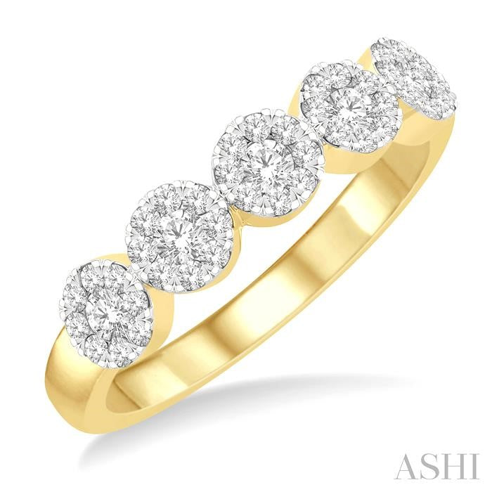 ASHI Round Shape 5 Stone Lovebright Essential Diamond Wedding Band 158D3PPFGYW