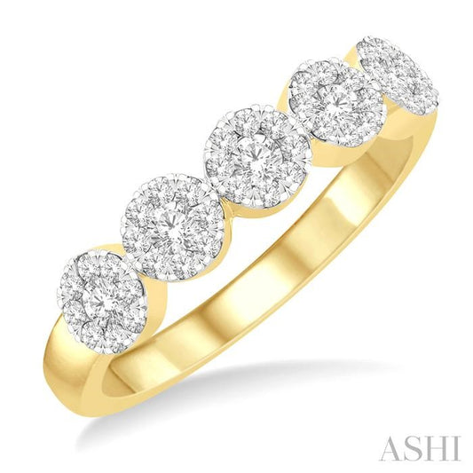 ASHI Round Shape 5 Stone Lovebright Essential Diamond Wedding Band 158D3PPFGYW