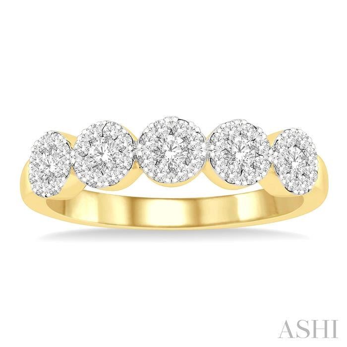 ASHI Round Shape 5 Stone Lovebright Essential Diamond Wedding Band 158D3PPFGYW
