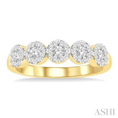 ASHI Round Shape 5 Stone Lovebright Essential Diamond Wedding Band 158D3PPFGYW