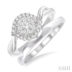 ASHI Round Shape Lovebright Halo Diamond Wedding Set 15955PPFVWG-WS