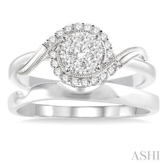 ASHI Round Shape Lovebright Halo Diamond Wedding Set 15955PPFVWG-WS