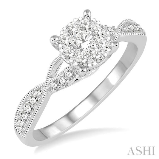 ASHI Round Shape Lovebright Diamond Engagement Ring 159C3PPFVWG-LE