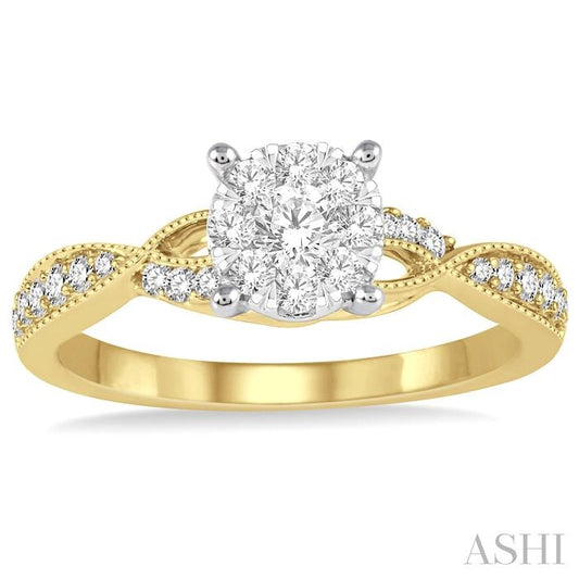 ASHI Round Shape Lovebright Diamond Engagement Ring 159C3PPFVYW-LE