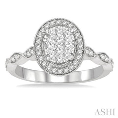 ASHI Oval Shape Halo Lovebright Diamond Engagement Ring 159F3PPFHWG