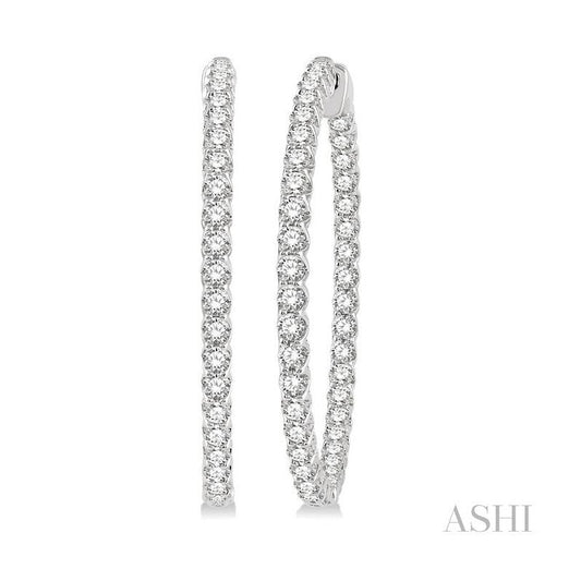 ASHI Inside-Out Diamond Hoop Earrings 628C0PPFGERWG-4.00