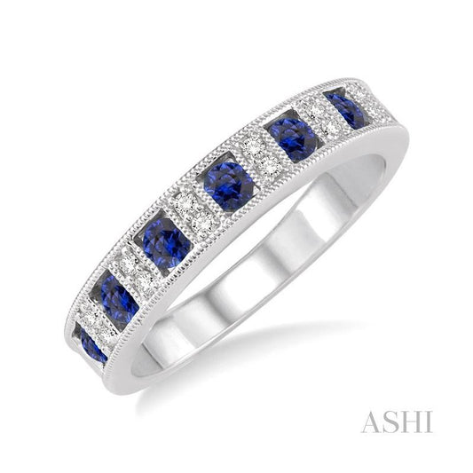 ASHI Gemstone & Diamond Wedding Band 46338PPFHSPWG
