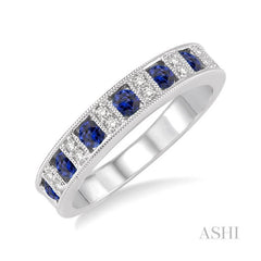 ASHI Gemstone & Diamond Wedding Band 46338PPFHSPWG