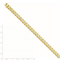 Quality Gold 14K 8 inch 8.4mm Hand Polished Rounded Curb Link with Box Catch Clasp Bracelet LK125