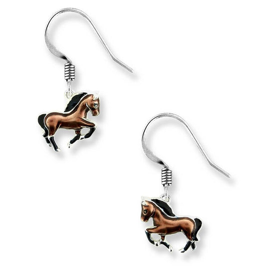 Ocean City Collection Sterling silver enamel horse earrings SW0516A