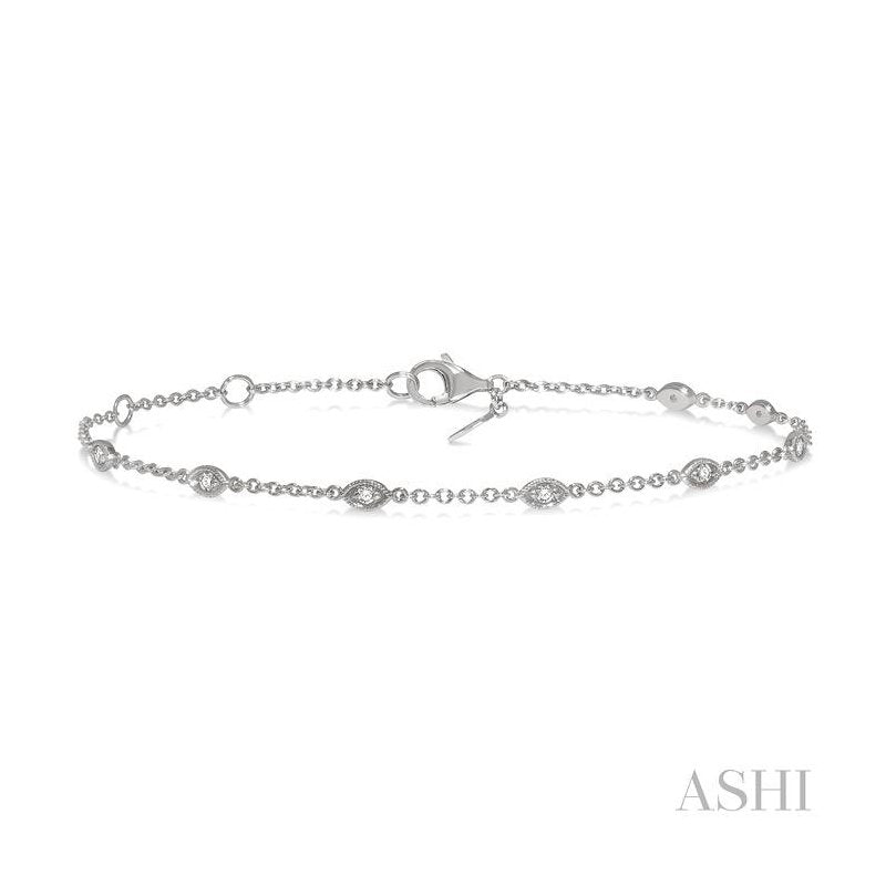 ASHI Marquise Shape Diamond Station Chain Bracelet 704C0PPTGWG