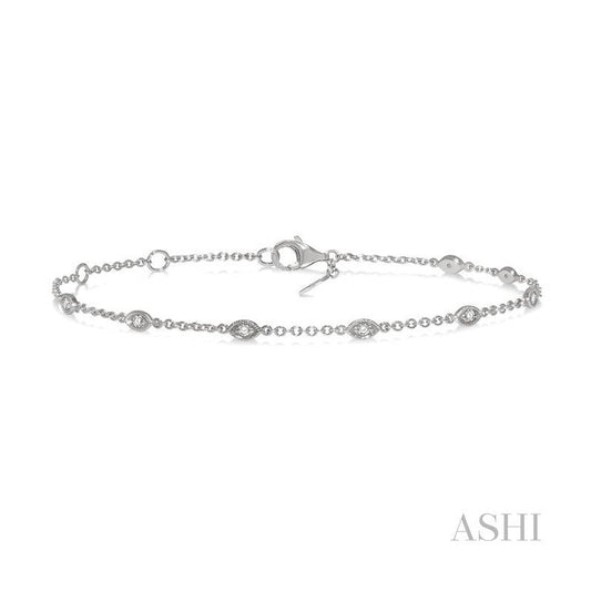 ASHI Marquise Shape Diamond Station Chain Bracelet 704C0PPTGWG
