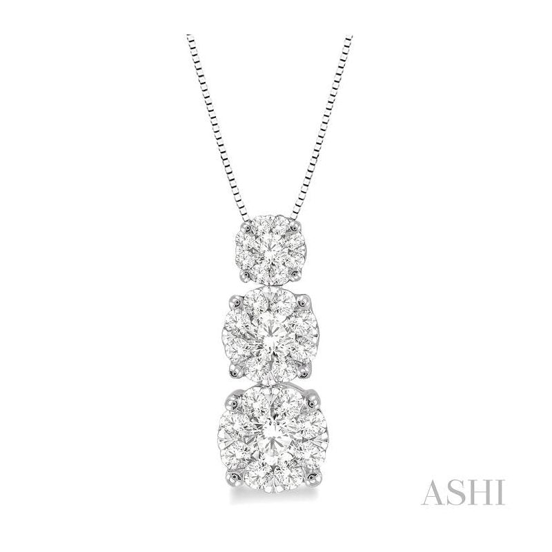 ASHI Round Shape Past Present & Future Lovebright Essential Diamond Pendant 910A6PPFVPDWG