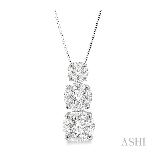 ASHI Round Shape Past Present & Future Lovebright Essential Diamond Pendant 910A6PPFVPDWG