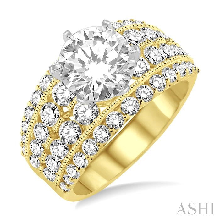 ASHI Round Shape Semi-Mount Diamond Engagement Ring 17280PPFGYW-SM-2.10