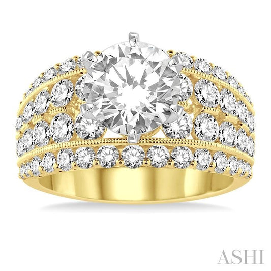 ASHI Round Shape Semi-Mount Diamond Engagement Ring 17280PPFGYW-SM-2.10
