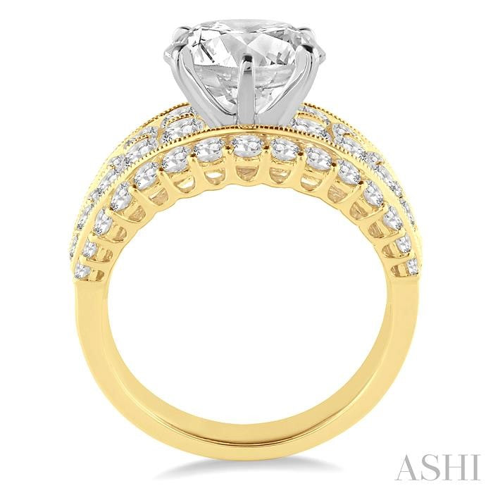 ASHI Round Shape Semi-Mount Diamond Engagement Ring 17280PPFGYW-SM-2.10