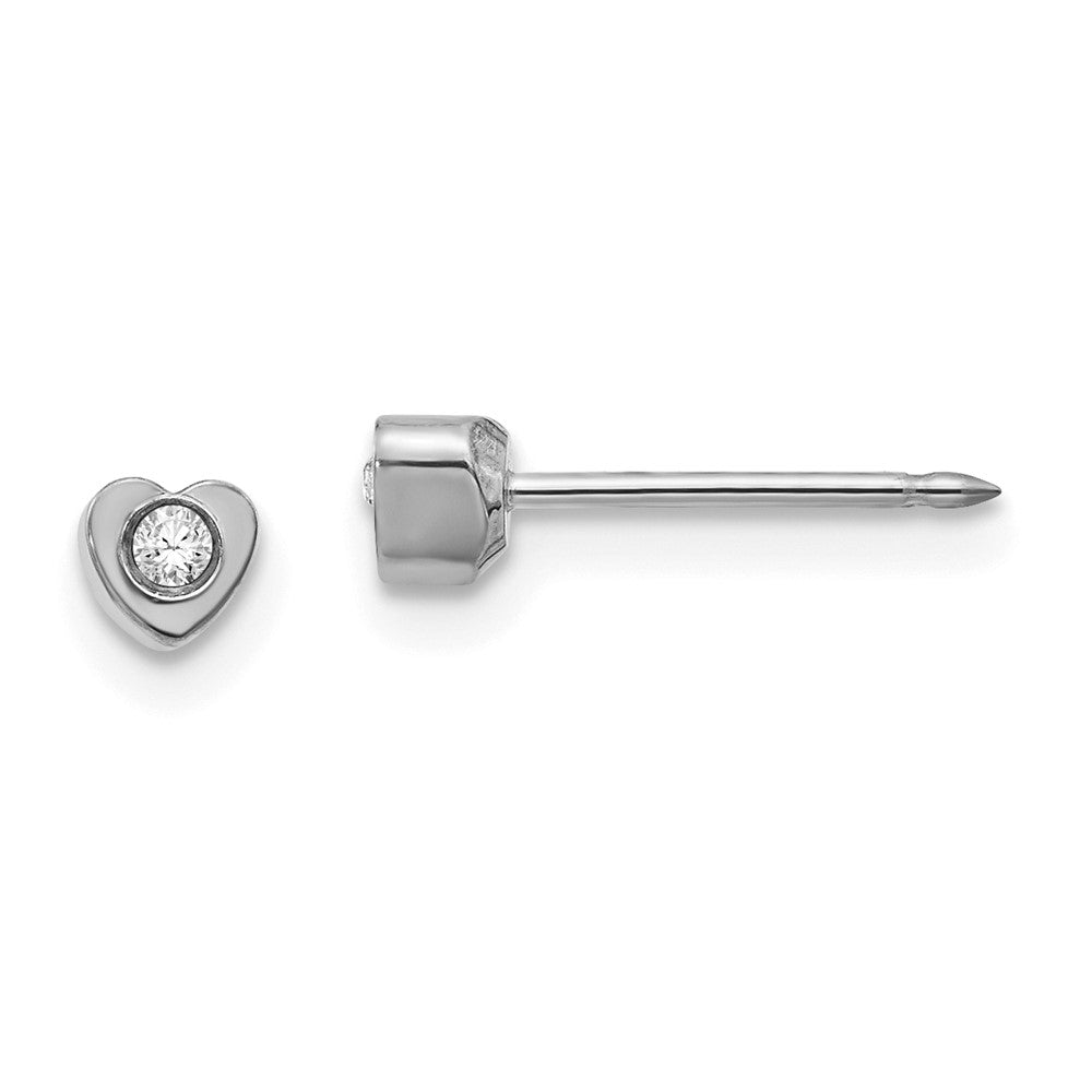 172E Inverness Stainless Steel Polished Crystal in Heart Earrings
