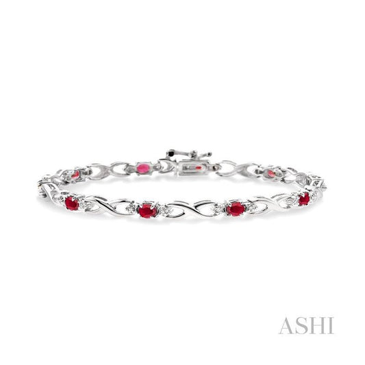 ASHI Oval Shape Gemstone & Diamond Bracelet 76040PPTSRBW