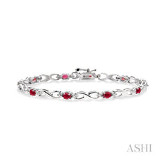 ASHI Oval Shape Gemstone & Diamond Bracelet 76040PPTSRBW