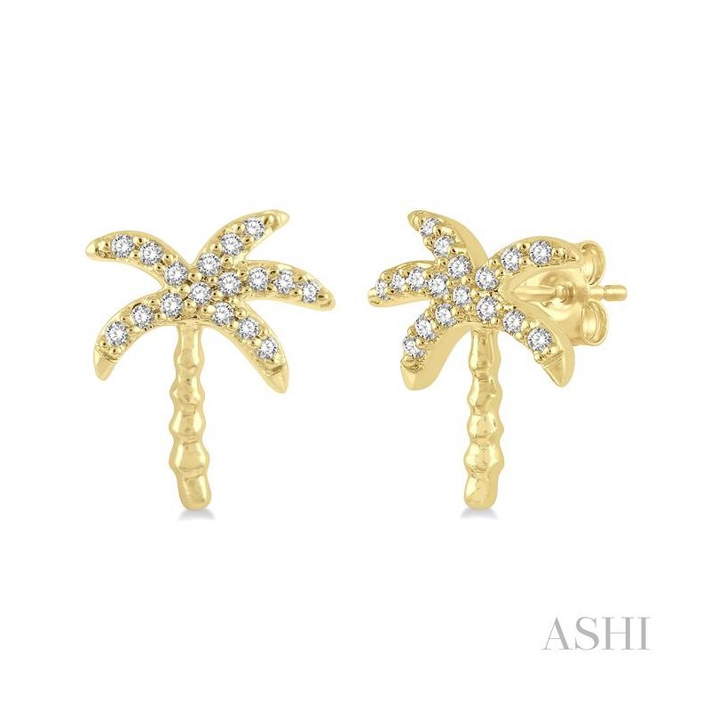 ASHI Palm Tree Petite Diamond Fashion Earrings 645B8PPTSERYG