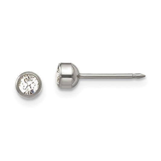 17E Inverness Titanium 4mm Bezel Crystal Earrings
