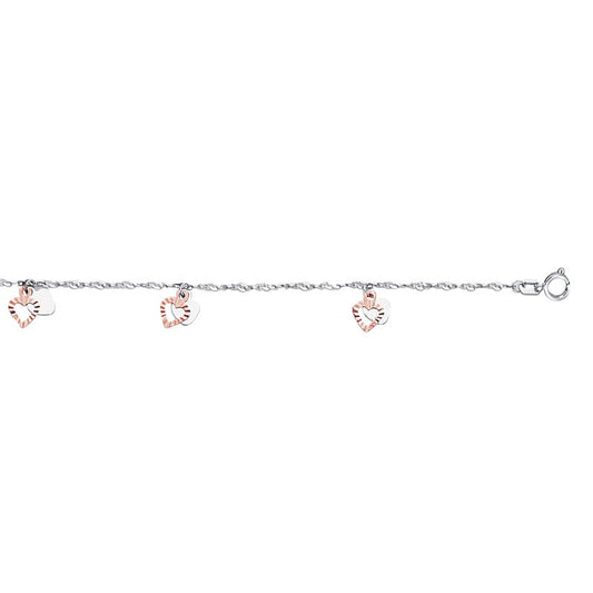 Royal Chain 14K 10in Two-Tone Diamond Cut/ Textured Anklet with Spring Ring Clasp ANK137