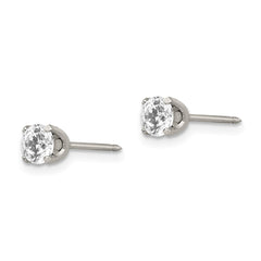 181E Inverness Stainless Steel Polished 5mm CZ Post Earrings