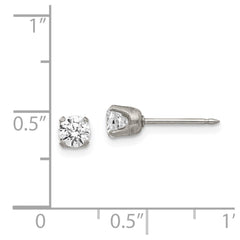 181E Inverness Stainless Steel Polished 5mm CZ Post Earrings