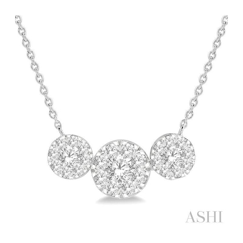 ASHI Round Shape Past Present & Future Lovebright Essential Diamond Necklace 99621PPFGNKWG