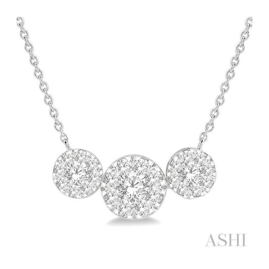 ASHI Round Shape Past Present & Future Lovebright Essential Diamond Necklace 99621PPFGNKWG