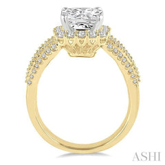 ASHI Cushion Shape Semi-Mount Halo Diamond Engagement Ring 18370PPFHYW-SM-1.20