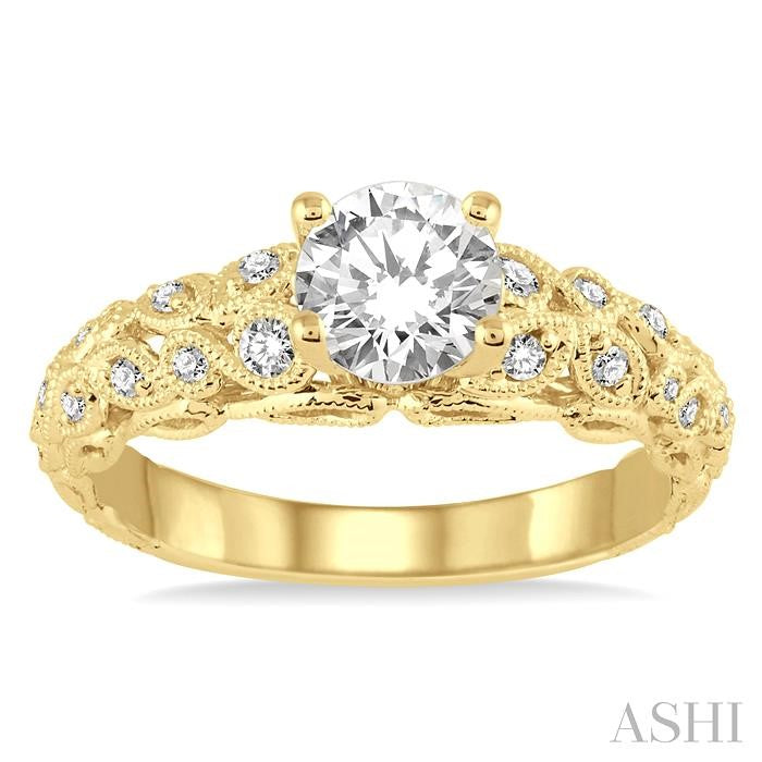 ASHI Round Shape Semi-Mount Diamond Engagement Ring 18537PPFHYG-SM